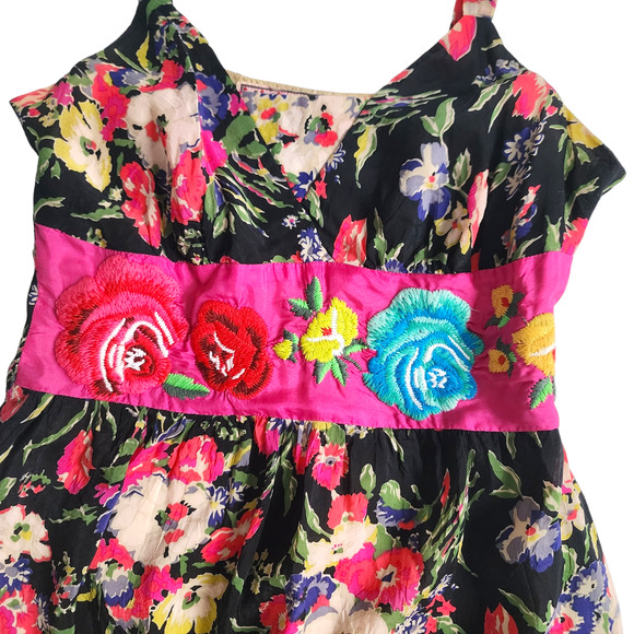 Johnny Was Dress Floral Print Embroidered Flowers Fit & Flare Size S Baby doll - Picture 6 of 6